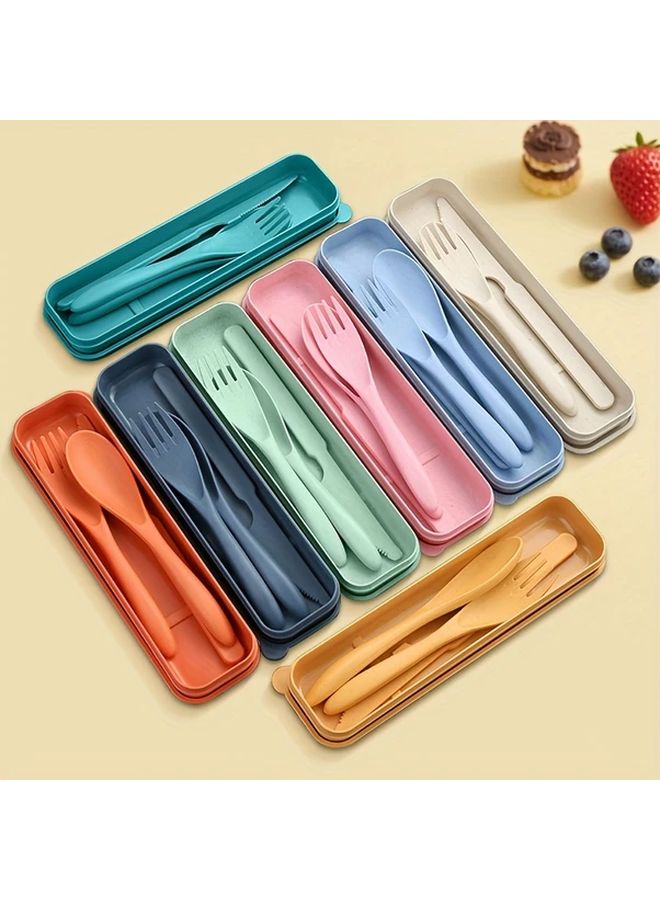 Portable Cutlery Set 8 Pcs Travel Tableware with Box Lightweight Durable - Image 1